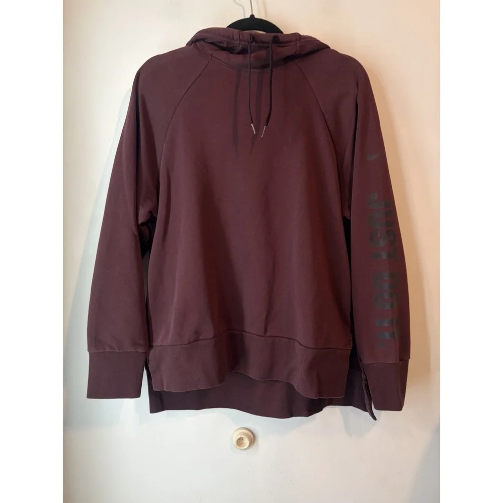 Nike Dri-FIT Just Do It Hoodie Burgundy Pullover Sweatshirt Women's M